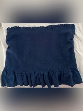 NEW-NO BOUNDARIES WOMENS RUFFLED NAVY BLUE TUBE TOP